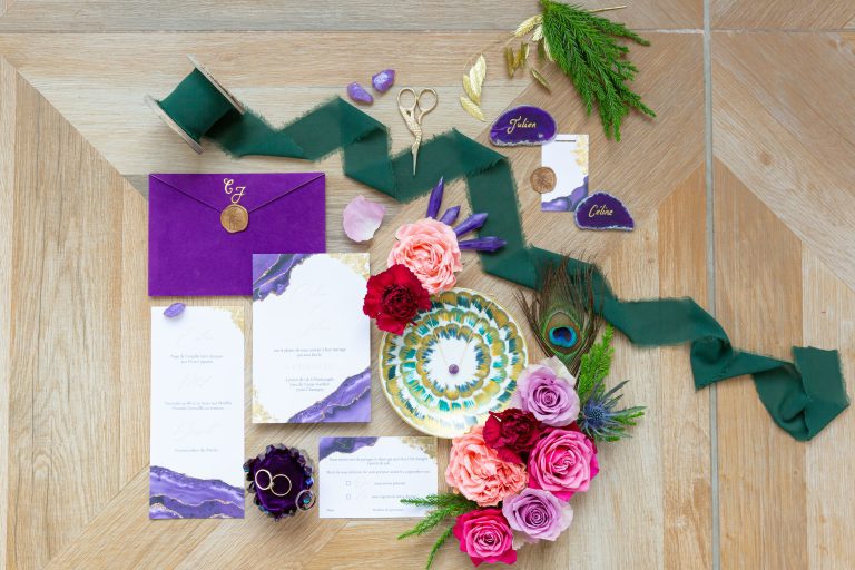 Flat Lay sur des ton rose et violet