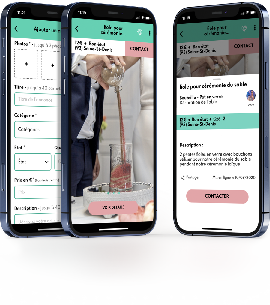 visuels application Mariez-Vous ! pour vendre sa déco de mariage