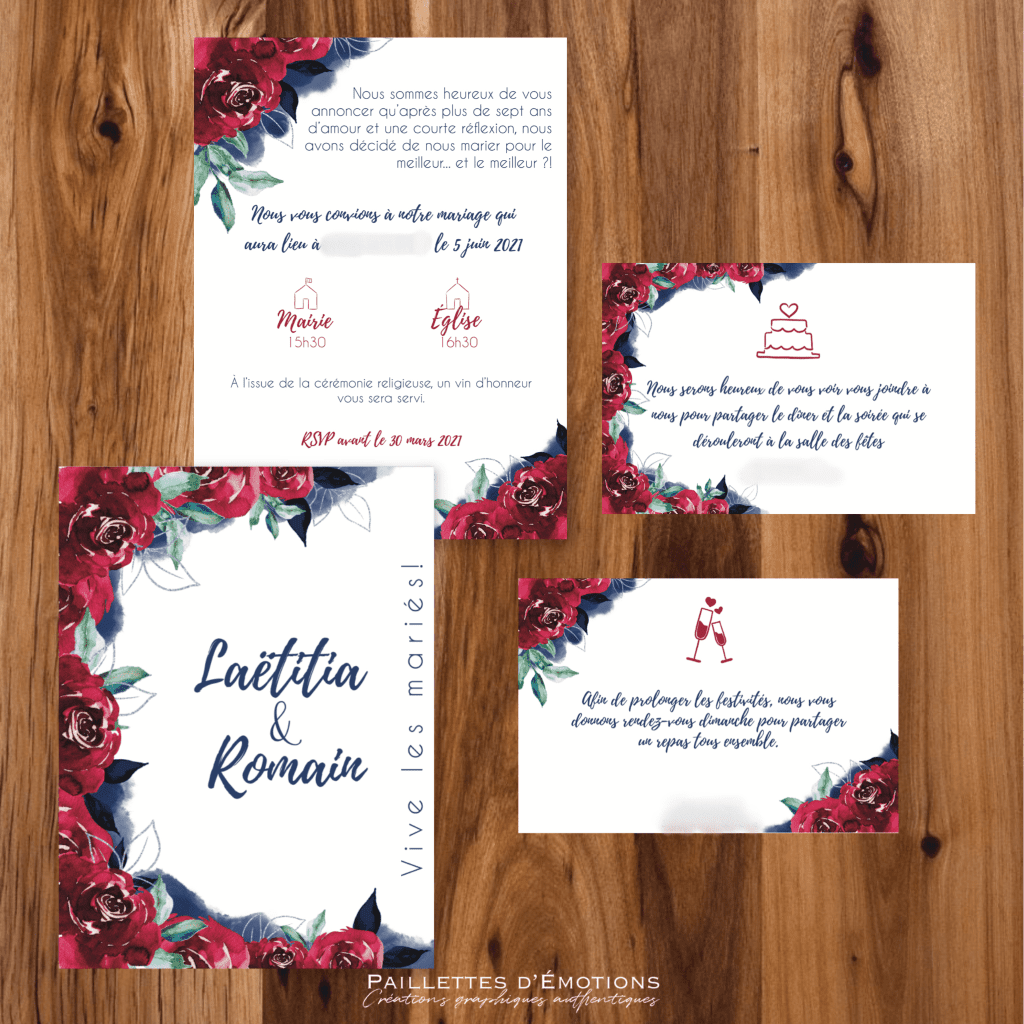 Plusieurs design de faire-part de mariage